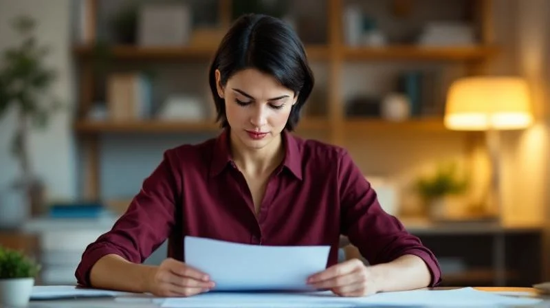 Frau berechnet Foerderbetraege am Laptop in einem hellen Buero in Wiesbaden